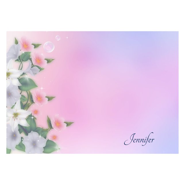 Personalise Name Pink Lavender Floral Gift Post-it Notes (Creator Uploaded)