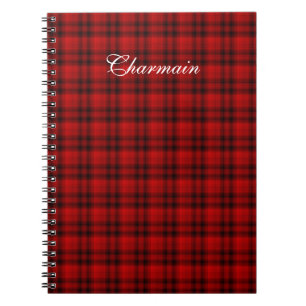 Personalise Name Plaid Black Red Notebook