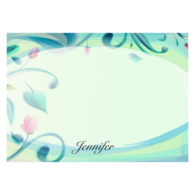 Personalise Name Pretty Green Floral Cute Post-it Notes (Creator Uploaded)