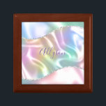 Personalise Name Purple Script, Iridescent Wave Gift Box<br><div class="desc">Personalise your Name In Purple Script on Iridescent Glitter Wave background. Click “Customise” to change colours and type styles.</div>