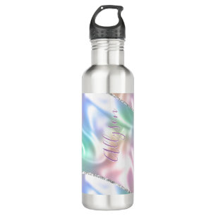 Personalise Name Purple Script Vertical Iridescent 710 Ml Water Bottle