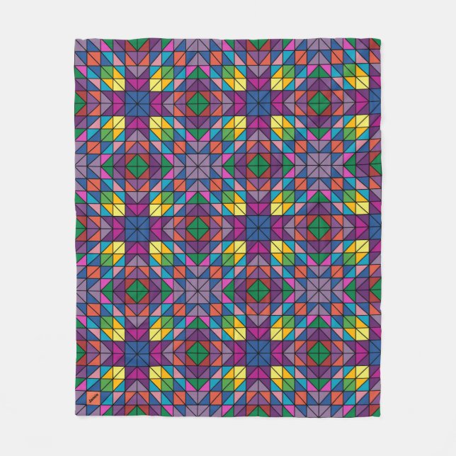 Personalise Name Quilt Pattern Throw Fleece Blanket (Front)