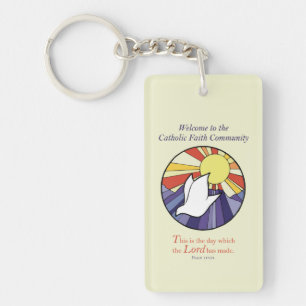 Personalise Name, RCIA Dove Circle on Yellow Key Ring