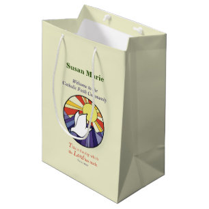 Personalise Name, RCIA Dove Circle on Yellow Medium Gift Bag