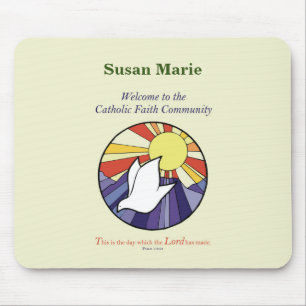 Personalise Name, RCIA Dove Circle on Yellow Mouse Mat