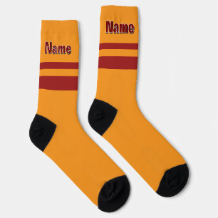 Personalise Name Red Band Mustard Yellow Socks