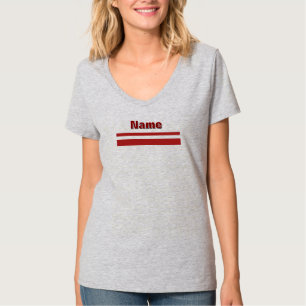 Personalise Name Red Band Women Grey T-Shirt