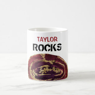 *~* Personalise NAME Rock Agate Gold Glitter Coffee Mug