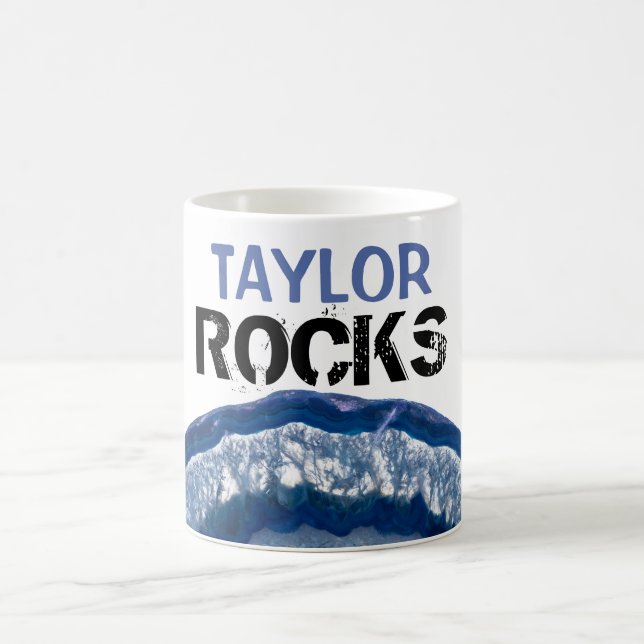 *~* Personalise NAME ROCKS Crystal Geode Agate Coffee Mug (Center)
