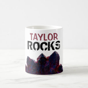 *~* Personalise NAME ROCKS Purple Crystals Gems Coffee Mug