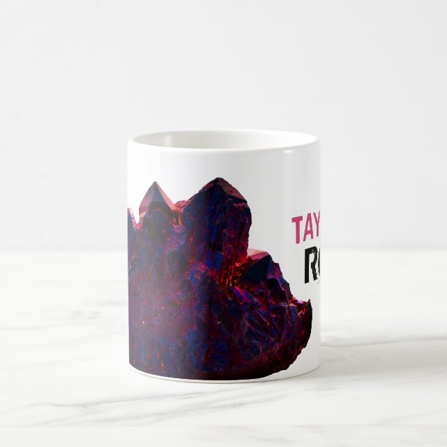 *~* Personalise NAME ROCKS Purple Pink Crystals Coffee Mug (Center)