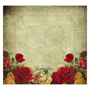 Personalise Name Romantic Vintage Roses Post-it Notes