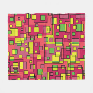Personalise Name Rose Pink Lime Green Mod Abstract Fleece Blanket