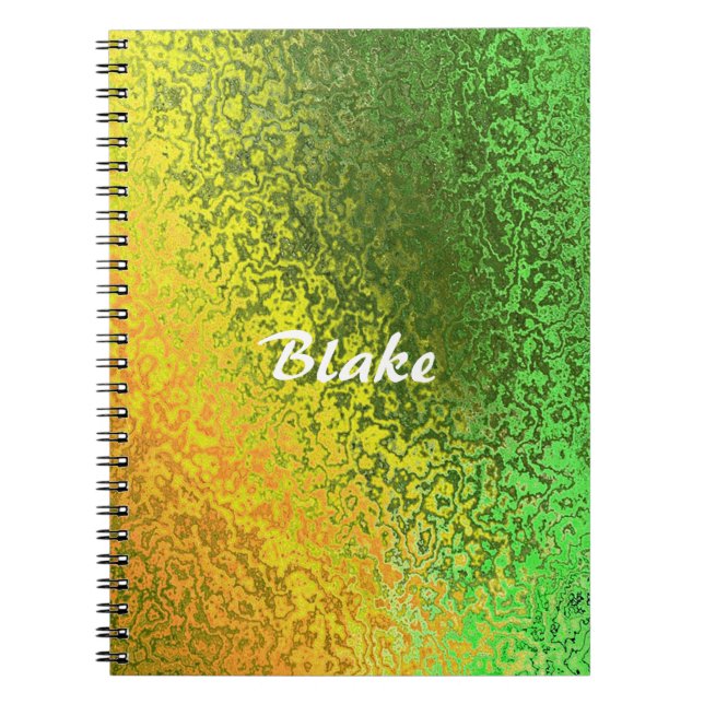 Personalise Name Shades of Yellow and Green Spiral Notebook (Front)