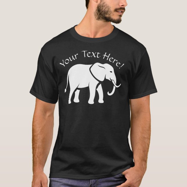 Personalise Name Text White Elephant  T-Shirt (Front)