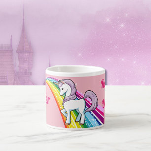Personalise NAME Unicorn Rainbow Little Girl's Cup