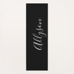 Personalise Name Vertical White Script, Black Yoga Mat<br><div class="desc">Personalise your Name vertically In large white Script Text on Black background. Click “Edit Using Design Tool” to change colours and type styles.</div>