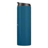 Personalise Name White Script Vertical Ocean Blue  Thermal Tumbler (Rotated Right)