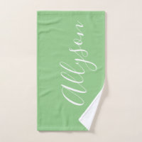 Personalise Name White Script Vertical, Sage