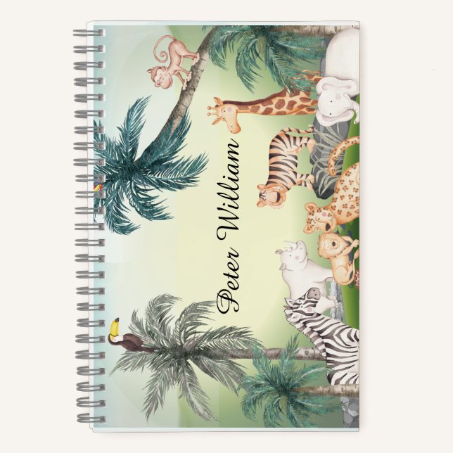 Personalise Name wild Animal,Back To School Notebo Notebook (Front)
