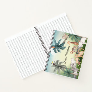 Personalise Name wild Animal,Back To School Notebook