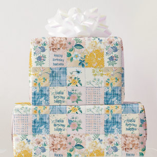 Personalise Name Women's Birthday Country Quilt Wrapping Paper