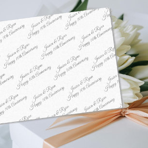 Personalise Names, Anniversary Year, Grey Script Tissue Paper
