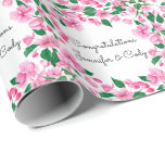 Personalise Names Cherry Blossoms Wedding Gift Wrapping Paper<br><div class="desc">Pink Cherry Blossoms Wedding Congratulation Names Wrapping Paper in Matte or semi gloss finish</div>
