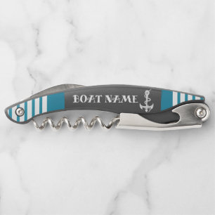 Personalise Nautical Blue Anchor  Corkscrew