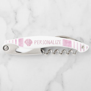 Personalise Nautical Pink Seashell Corkscrew