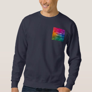 Personalise Navy Blue Add Image Logo Template Sweatshirt