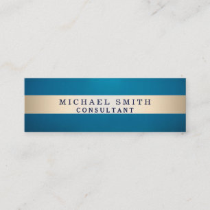 Personalise Navy Blue Faux Gold Foil Striped Mini Mini Business Card