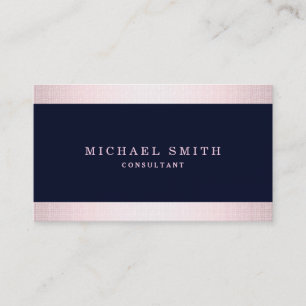 Personalise Navy Blue Gold Striped Modern Stylish Business Card