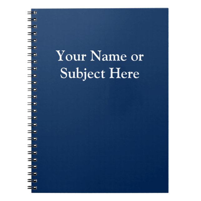 Personalise Navy Blue White School Business  Notebook (Front)