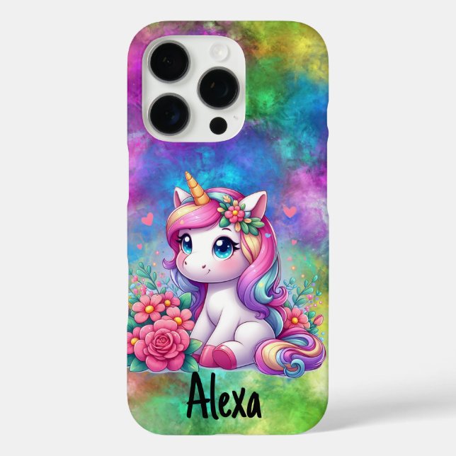 Personalise Neon Clouds And Unicorn Case-Mate iPhone Case (Back)