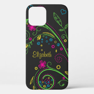 Personalise Neon Floral iPhone 12 Case