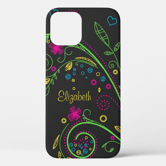 Personalise Neon Floral Case-Mate iPhone Case (Back)