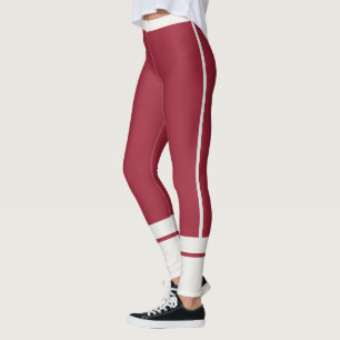 Personalise Neutral Dark Maroon Stripes Athleisure Leggings
