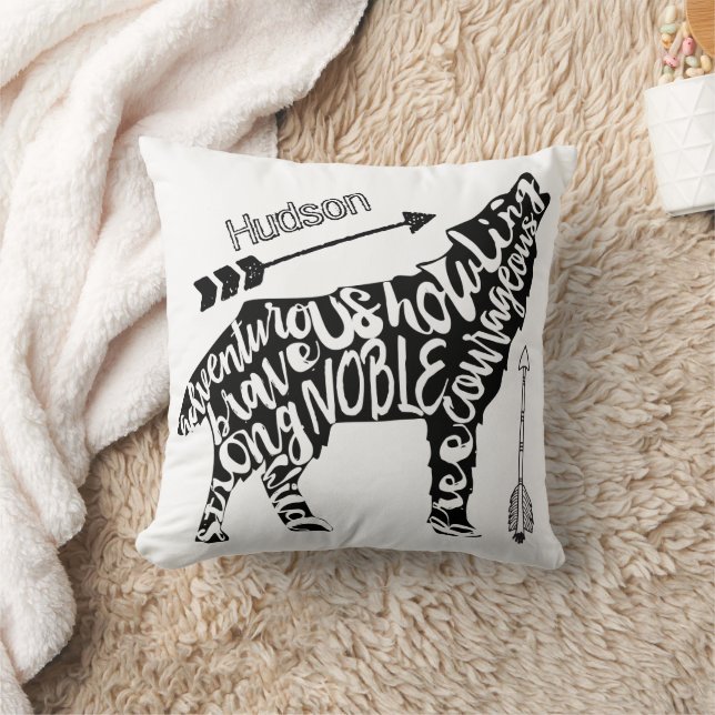 Personalise Noble Courageous Strong Wild Free Wolf Cushion (Blanket)