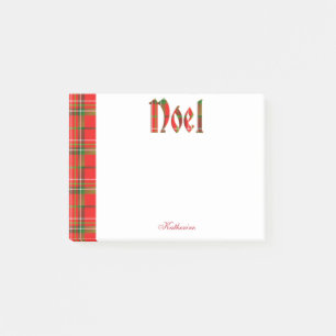 Personalise: "Noel" - Christmas Tartan Typography Post-it Notes