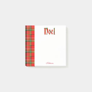Personalise: "Noel" - Christmas Tartan Typography Post-it Notes