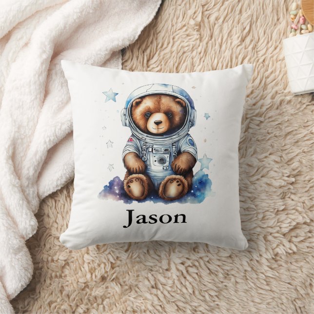 Personalise Nursery Kids Room Astronaut Bear Cushion (Blanket)