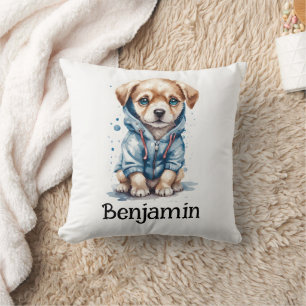 Personalise Nursery Kids Room Puppy Dog Hoodie Cushion