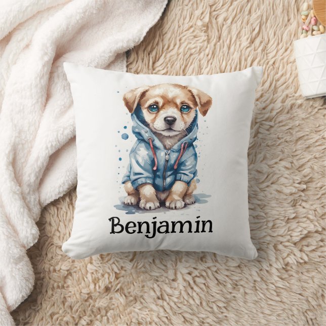 Personalise Nursery Kids Room Puppy Dog Hoodie  Cushion (Blanket)