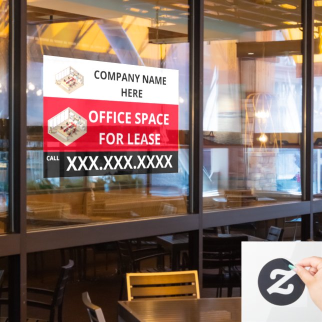 Personalise Office Space For Lease Company Logo Window Cling (Restaurant Window)