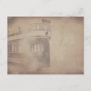 Personalise   Old Tram   Streetcar   Vintage Paper Postcard