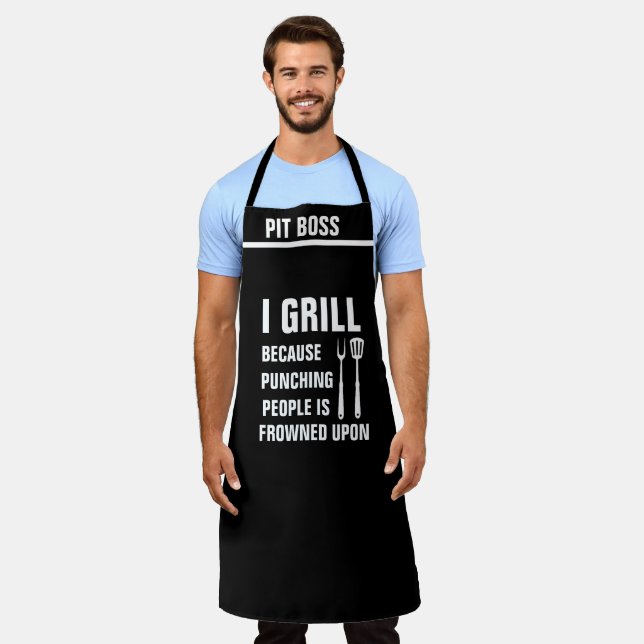 Personalise Opinion Funny Chef Attitude Grill BBQ  Apron (Worn)