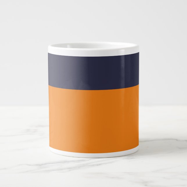 Personalise Orange And Navy Add Sports Team Name Large Coffee Mug (Front)