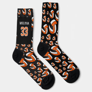 Personalise Orange, Black and White Volleyball Socks
