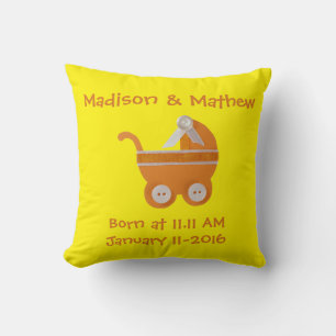 Personalise, Orange carriage baby shower Cushion